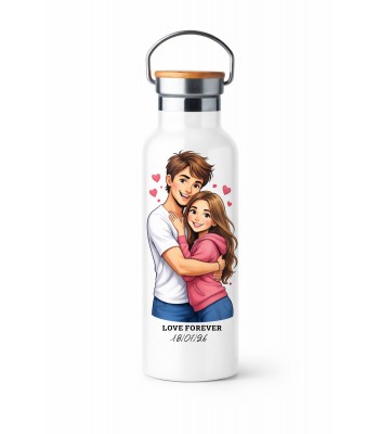 Θερμός Μπουκάλι 500ml από Ανοξείδωτο Ατσάλι με Bamboo Καπάκι 2134