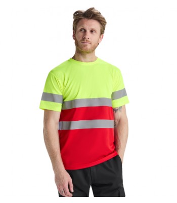 Κοντομάνικο Μπλουζάκι Υψηλής Ορατότητας με Ανακλαστικές Λωρίδες